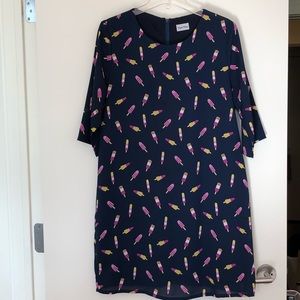 Navy ¾ sleeve dress with ice cream popsicle print